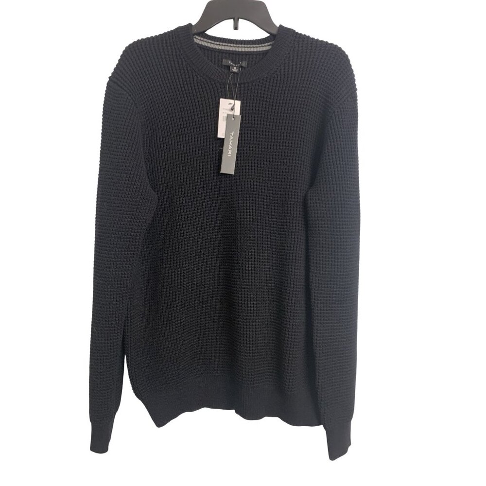 NWT Tahari Waffle‎ Knit Crew Neck Cotton Pullover Sweater Size M